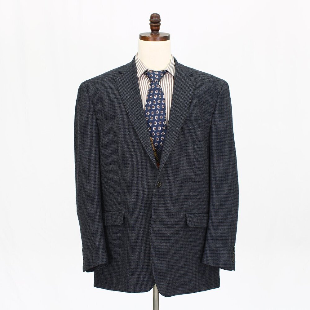 Chaps 48L Navy Check 2-Button Sport Coat Blazer Jacket G279